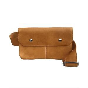 NWT Roma Leathers Brown Sling Bag Fanny Pack Cowhide Leather Slim Design
